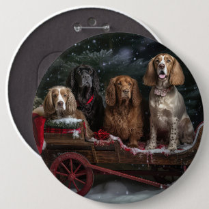 コッカースパニエル犬スノウリースレイクリスマスデコール 缶バッジ