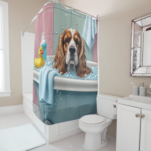 コッカースパニエル犬スロッピースイーズキュイおもしろいート シャワーカーテン (インサイチュ)