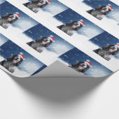 コッカースパニエル犬ドッグとクリスマスサンタハット ラッピングペーパー (角)