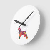 コッカースパニエル犬ドッグのジオメトリパターンシルエット ラウンド壁時計 (傾斜)