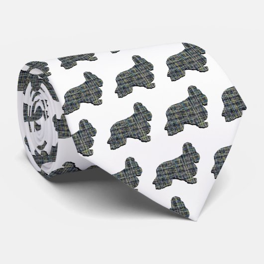 コッカースパニエル犬ドッグイエロー&ブラックグリッドホワイト ネクタイ (ロール)