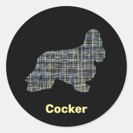 コッカースパニエル犬ドッグイエロー&ブラックグリッド線 ラウンドシール