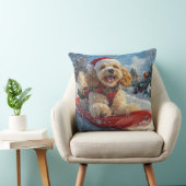 コッカースパニエル犬ドッグインスレッジそれを雪のクリスマス クッション (椅子)