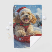 コッカースパニエル犬ドッグインスレッジそれを雪のクリスマス ゴルフタオル (インサイチュ)