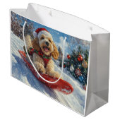 コッカースパニエル犬ドッグインスレッジそれを雪のクリスマス ラージペーパーバッグ (裏面アングル)