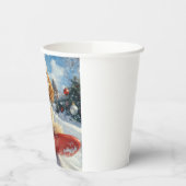 コッカースパニエル犬ドッグインスレッジそれを雪のクリスマス 紙コップ (左)