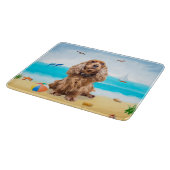 コッカースパニエル犬ドッグオンビーチ カッティングボード (角)