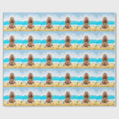 コッカースパニエル犬ドッグオンビーチ ラッピングペーパー (フラット)