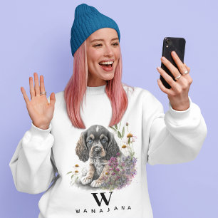 コッカースパニエル犬ドッグカスタムペット写真名モノグラム スウェットシャツ