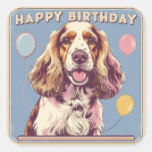 コッカースパニエル犬ドッグカラフル スクエアシール (正面)