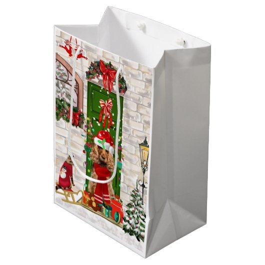 コッカースパニエル犬ドッグクリスマス抱き枕 ミディアムペーパーバッグ (正面アングル)