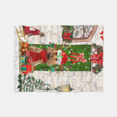 コッカースパニエル犬ドッグクリスマス フリースブランケット (正面(横))