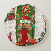 コッカースパニエル犬ドッグクリスマス ラウンドクッション (裏面)