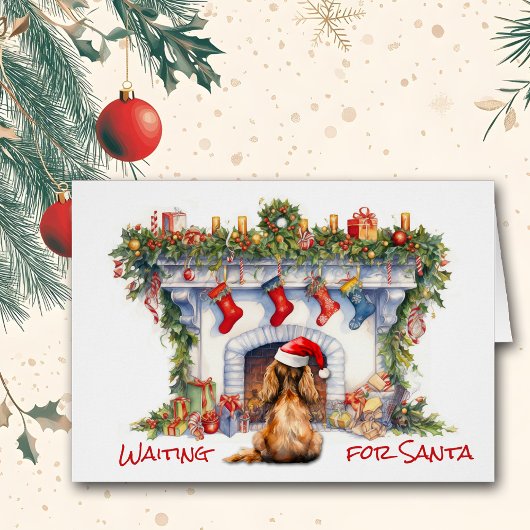 コッカースパニエル犬ドッグサンタウエイトクリスマス暖炉