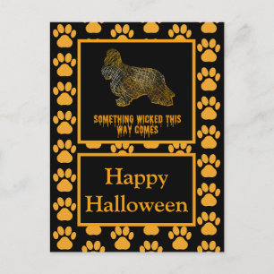 コッカースパニエル犬ドッグシルエットおもしろいオレンジハロウィーン ポストカード