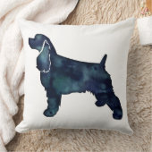 コッカースパニエル犬ドッグシルエットブラックウォーター色 クッション (ブランケット)