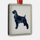 コッカースパニエル犬ドッグシルエットブラックウォーター色 メタルオーナメント (右)