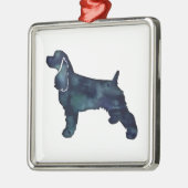 コッカースパニエル犬ドッグシルエットブラックウォーター色 メタルオーナメント (左)