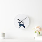 コッカースパニエル犬ドッグシルエットブラックウォーター色 ラウンド壁時計 (ホーム)