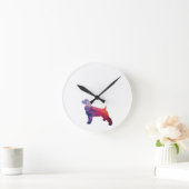 コッカースパニエル犬ドッグシルエット幾何パターンPu ラウンド壁時計 (ホーム)