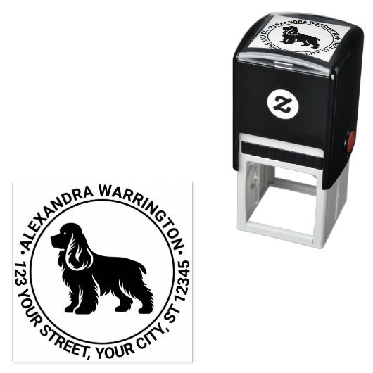 コッカースパニエル犬ドッグスタンディングシルネームRetアドレス セルフインキングスタンプ (インサイチュ)