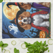 コッカースパニエル犬ドッグズパンプキンハロウィンおもしろい キッチンタオル (折り畳み)
