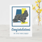 コッカースパニエル犬ドッグパピーおめでとう カード (黄色い花)