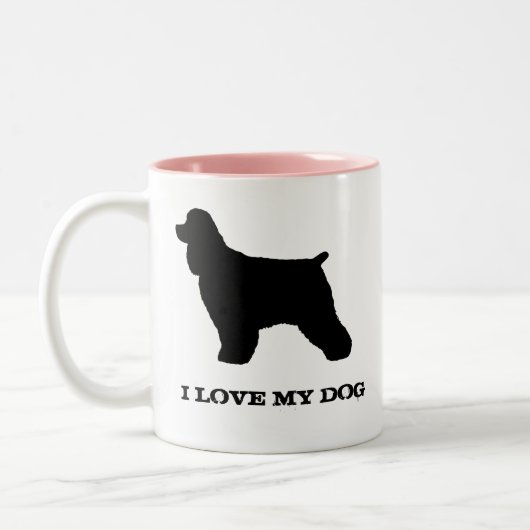 コッカースパニエル犬ドッグブリードシルエットカスタム ツートーンマグカップ (左)