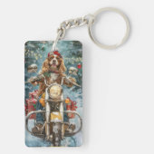 コッカースパニエル犬ドッグライディングオートバイクリスマス キーホルダー (裏面)