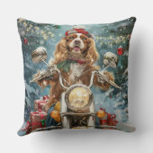 コッカースパニエル犬ドッグライディングオートバイクリスマス クッション (裏面)