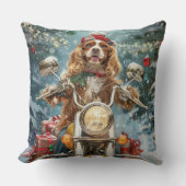 コッカースパニエル犬ドッグライディングオートバイクリスマス クッション (正面)