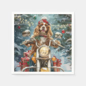 コッカースパニエル犬ドッグライディングオートバイクリスマス スタンダードカクテルナプキン (正面)