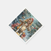 コッカースパニエル犬ドッグライディングオートバイクリスマス スタンダードカクテルナプキン (角)