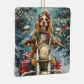 コッカースパニエル犬ドッグライディングオートバイクリスマス セラミックオーナメント (右)