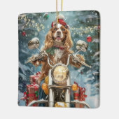コッカースパニエル犬ドッグライディングオートバイクリスマス セラミックオーナメント (左)