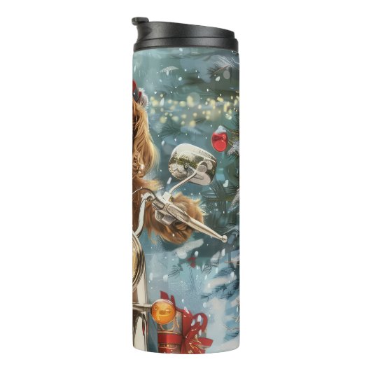 コッカースパニエル犬ドッグライディングオートバイクリスマス タンブラー (回転右)