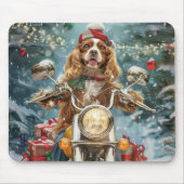 コッカースパニエル犬ドッグライディングオートバイクリスマス マウスパッド (正面)