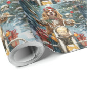 コッカースパニエル犬ドッグライディングオートバイクリスマス ラッピングペーパー (ロールコーナー)