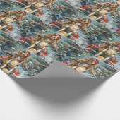 コッカースパニエル犬ドッグライディングオートバイクリスマス ラッピングペーパー (角)