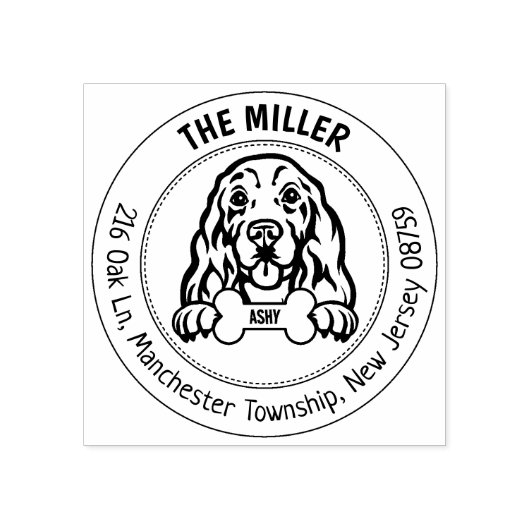 コッカースパニエル犬ドッグ差出人住所ファミリー ラバースタンプ (インプリント)