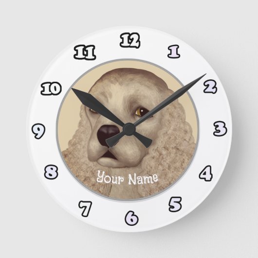 コッカースパニエル犬ドッグ時計 ラウンド壁時計 (正面)