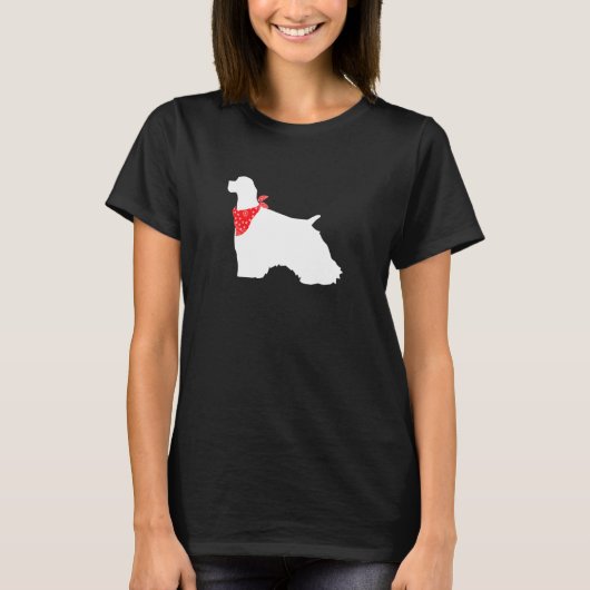 コッカースパニエル犬ドッグ赤バンダナを着て Tシャツ (正面)