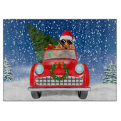 コッカースパニエル犬ドッグ雪のクリスマスに車を運転 カッティングボード (正面)