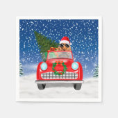 コッカースパニエル犬ドッグ雪のクリスマスに車を運転 スタンダードカクテルナプキン (正面)