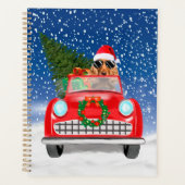 コッカースパニエル犬ドッグ雪のクリスマスに車を運転 プランナー手帳 (正面)