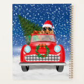 コッカースパニエル犬ドッグ雪のクリスマスに車を運転 プランナー手帳 (裏面)