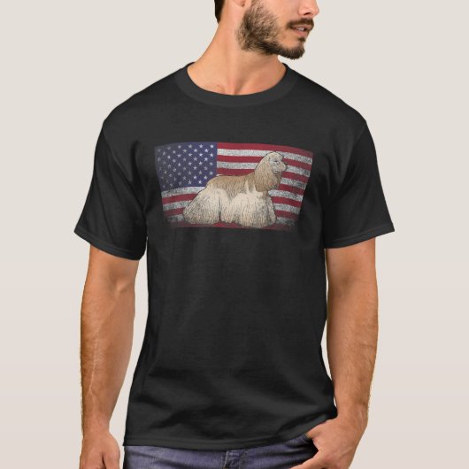 コッカースパニエル犬ドッグ7月アメリカ国旗の第4位 Tシャツ (正面)