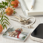 コッカースパニエル犬ドッグin雪のクリスマス キーホルダー (正面右)