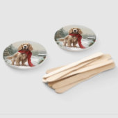 コッカースパニエル犬ドッグin雪のクリスマス ハンドファン (組立なし)