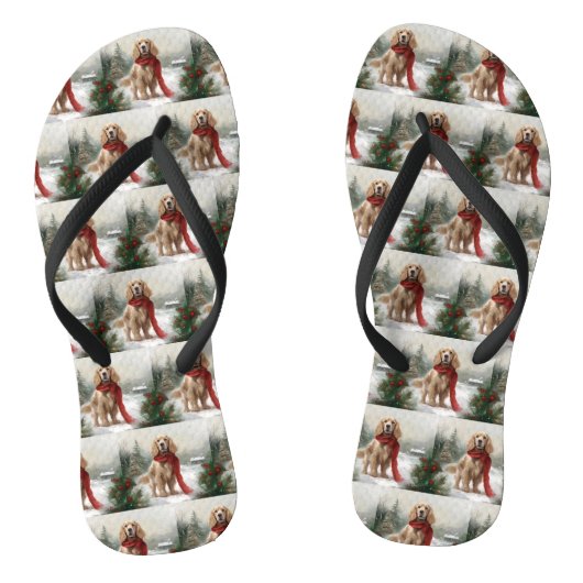 コッカースパニエル犬ドッグin雪のクリスマス ビーチサンダル (ソール)